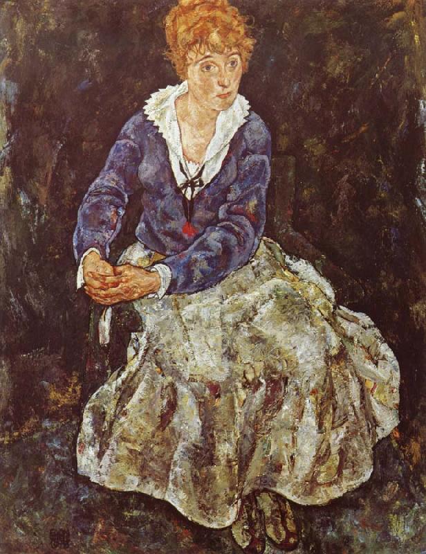 Egon Schiele Portrait of Edith Schiele Seated France oil painting art